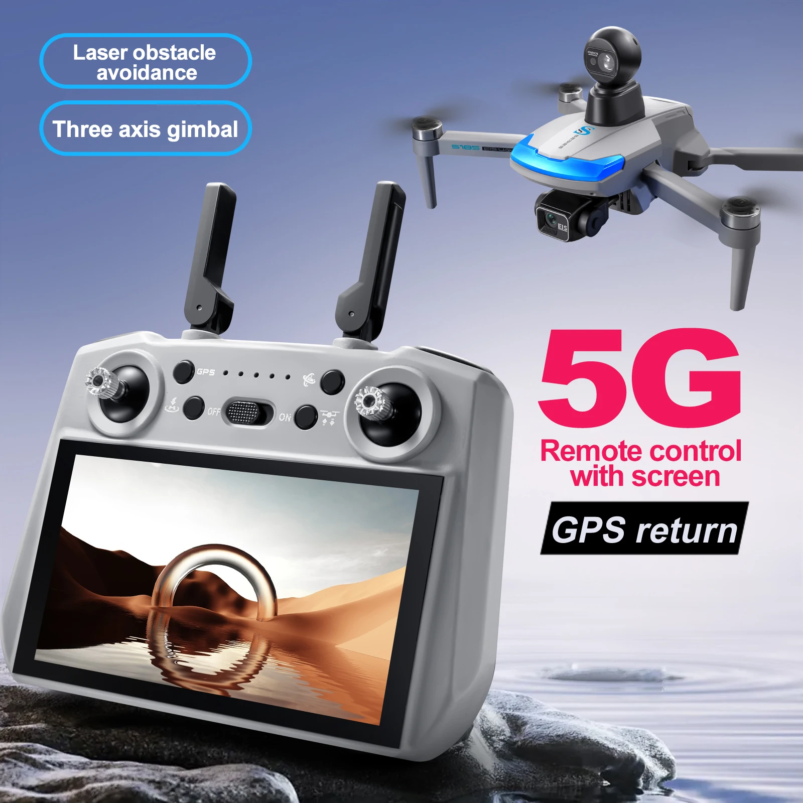 Dron profesional S185 2,7 K HD - Drone Gps Mount reseña y precio